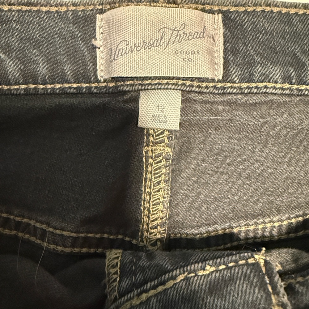 Universal Thread Women's Denim Midi Skirt-High RISE Black Wash  Size 12 NWT - Picture 2 of 3